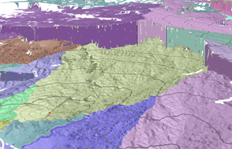 Accumulative cost surface in 3D perspective view Accumulative cost surface in 3D perspective view
